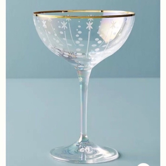 Anthropologie Czech Glass Coupe Wine Champagne Cocktail Glass New RARE - Picture 1 of 8